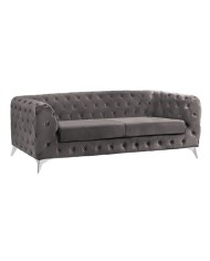 ΚΑΝΑΠΕΣ 3ΘΕΣΙΟΣ ALBERT Τ.CHESTERFIELD ΓΚΡΙ ΒΕΛΟΥΔΟ HM3128.10 224Χ88Χ74Υεκ.