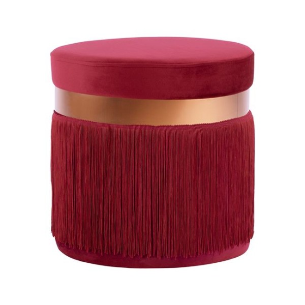 ΣΚΑΜΠΟ CALI HM8496.06 ΑΠΟ ΒΕΛΟΥΔΟ ΚΟΚΚΙΝΟΥ ΒΟΥΡΓΟΥΝΔΙΑΣ ΜΕ ΧΡΥΣΟ ΔΑΧΤΥΛΙΔΙ Φ40x40 εκ.