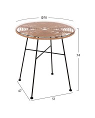 ΣΕΤ 3ΤΜΧ ALLEGRA WICKER ΜΕ ΤΡΑΠΕΖΙ Φ70Χ74Υ ΜΠΕΖ & ΜΑΥΡΟ ΧΡΩΜΑ HM10474