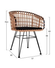 ΣΕΤ 3ΤΜΧ ALLEGRA WICKER ΜΕ ΤΡΑΠΕΖΙ Φ70Χ74Υ ΜΠΕΖ & ΜΑΥΡΟ ΧΡΩΜΑ HM10474