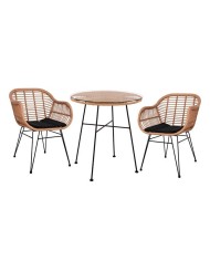 ΣΕΤ 3ΤΜΧ ALLEGRA WICKER ΜΕ ΤΡΑΠΕΖΙ Φ70Χ74Υ ΜΠΕΖ & ΜΑΥΡΟ ΧΡΩΜΑ HM10476
