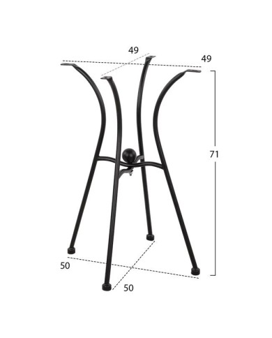ΒΑΣΗ ΜΕΤΑΛΛΙΚΗ HM466 4NYXH ΣΕ ΜΑΥΡΟ ΧΡΩΜΑ 50x50 cm.