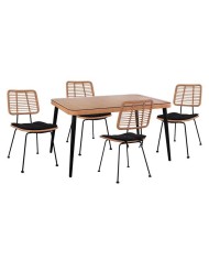 ΣΕΤ 5ΤΜΧ ALLEGRA WICKER ΜΕ ΤΡΑΠΕΖΙ 140X80Χ78Υ ΜΠΕΖ & ΜΑΥΡΟ ΧΡΩΜΑ HM10492
