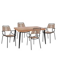 ΣΕΤ 5ΤΜΧ ALLEGRA WICKER ΜΕ ΤΡΑΠΕΖΙ 140X80Χ78Υ ΜΠΕΖ & ΜΑΥΡΟ ΧΡΩΜΑ HM10493