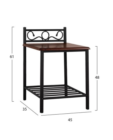 ΚΟΜΟΔΙΝΟ SUZIE HM388 ΑΠΟ ΜΕΤΑΛΛΟ ΚΑΙ ΞΥΛΟ 45x35x48-61 εκ.