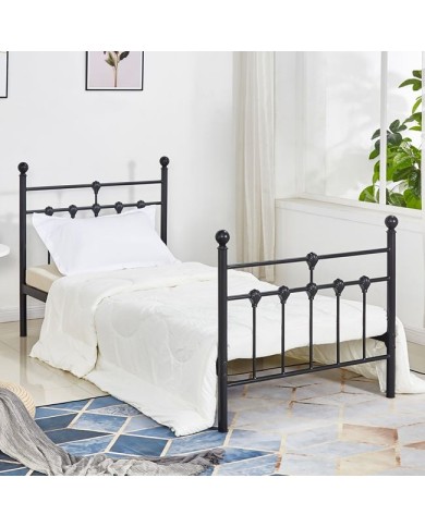 ΚΡΕΒΑΤΙ ΜΕΤΑΛΛΙΚΟ JACINDA 90x190 εκ. ΜΑΥΡΟ ΧΡΩΜΑ HM574.01