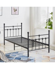 ΚΡΕΒΑΤΙ ΜΕΤΑΛΛΙΚΟ JACINDA 90x190 εκ. ΜΑΥΡΟ ΧΡΩΜΑ HM574.01