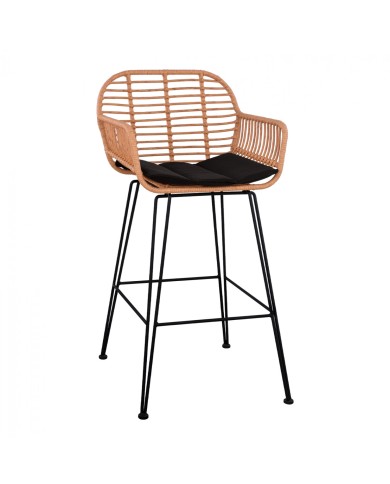 ΣΚΑΜΠΟ ΜΕΤΑΛΛΙΚΟ ΜΕ ΜΑΞΙΛΑΡΙ ALLEGRA HM5640 ΜΕ WICKER ΣΕ ΜΠΕΖ ΑΠΟΧΡΩΣΗ 54x61x109 εκ.