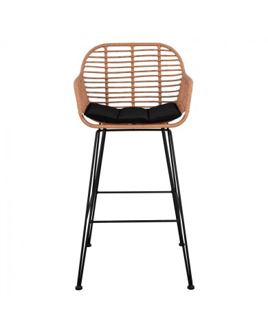 ΣΚΑΜΠΟ ΜΕΤΑΛΛΙΚΟ ΜΕ ΜΑΞΙΛΑΡΙ ALLEGRA HM5640 ΜΕ WICKER ΣΕ ΜΠΕΖ ΑΠΟΧΡΩΣΗ 54x61x109 εκ.