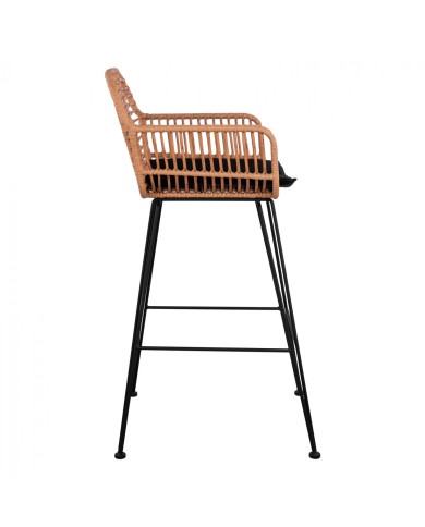 ΣΚΑΜΠΟ ΜΕΤΑΛΛΙΚΟ ΜΕ ΜΑΞΙΛΑΡΙ ALLEGRA HM5640 ΜΕ WICKER ΣΕ ΜΠΕΖ ΑΠΟΧΡΩΣΗ 54x61x109 εκ.
