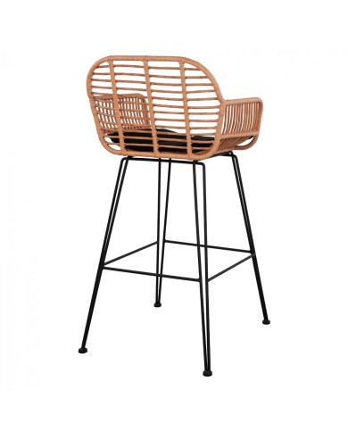 ΣΚΑΜΠΟ ΜΕΤΑΛΛΙΚΟ ΜΕ ΜΑΞΙΛΑΡΙ ALLEGRA HM5640 ΜΕ WICKER ΣΕ ΜΠΕΖ ΑΠΟΧΡΩΣΗ 54x61x109 εκ.