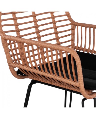 ΣΚΑΜΠΟ ΜΕΤΑΛΛΙΚΟ ΜΕ ΜΑΞΙΛΑΡΙ ALLEGRA HM5640 ΜΕ WICKER ΣΕ ΜΠΕΖ ΑΠΟΧΡΩΣΗ 54x61x109 εκ.