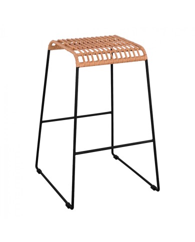 ΣΚΑΜΠΟ ΜΕΤΑΛΛΙΚΟ ALLEGRA HM5641 ΜΕ WICKER ΣΕ ΜΠΕΖ ΑΠΟΧΡΩΣΗ 49x50x76 εκ.