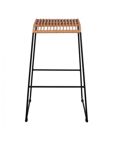 ΣΚΑΜΠΟ ΜΕΤΑΛΛΙΚΟ ALLEGRA HM5641 ΜΕ WICKER ΣΕ ΜΠΕΖ ΑΠΟΧΡΩΣΗ 49x50x76 εκ.