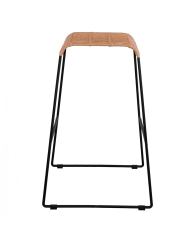 ΣΚΑΜΠΟ ΜΕΤΑΛΛΙΚΟ ALLEGRA HM5641 ΜΕ WICKER ΣΕ ΜΠΕΖ ΑΠΟΧΡΩΣΗ 49x50x76 εκ.