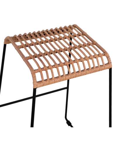 ΣΚΑΜΠΟ ΜΕΤΑΛΛΙΚΟ ALLEGRA HM5641 ΜΕ WICKER ΣΕ ΜΠΕΖ ΑΠΟΧΡΩΣΗ 49x50x76 εκ.