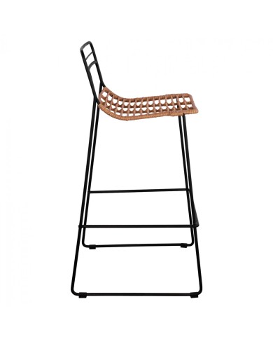 ΣΚΑΜΠΟ ΜΕΤΑΛΛΙΚΟ ALLEGRA HM5642 ΜΕ WICKER ΣΕ ΜΠΕΖ ΑΠΟΧΡΩΣΗ 48x53x100 εκ.