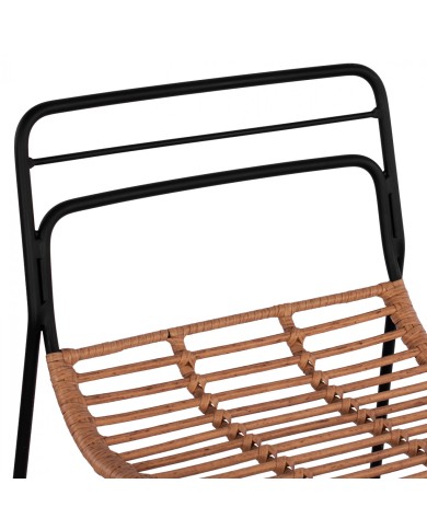 ΣΚΑΜΠΟ ΜΕΤΑΛΛΙΚΟ ALLEGRA HM5642 ΜΕ WICKER ΣΕ ΜΠΕΖ ΑΠΟΧΡΩΣΗ 48x53x100 εκ.
