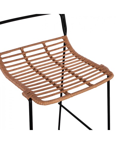 ΣΚΑΜΠΟ ΜΕΤΑΛΛΙΚΟ ALLEGRA HM5642 ΜΕ WICKER ΣΕ ΜΠΕΖ ΑΠΟΧΡΩΣΗ 48x53x100 εκ.