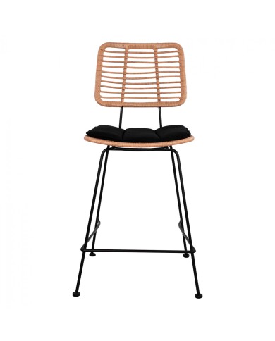 ΣΚΑΜΠΟ ΜΕΣΑΙΟΥ ΥΨΟΥΣ ALLEGRA HM5644 ΜΕΤΑΛΛΙΚΟ ΜΕ WICKER ΣΕ ΜΠΕΖ ΑΠΟΧΡΩΣΗ 55x56x107 εκ.