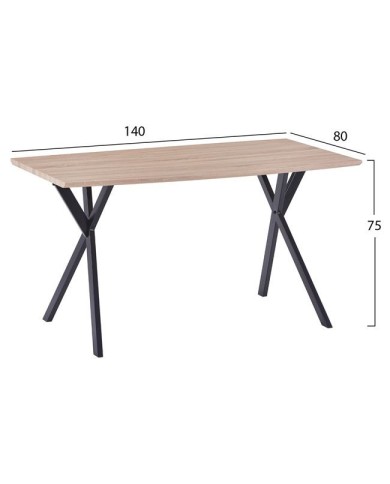 ΤΡΑΠΕΖΙ ALARICK HM8550.01 ΜΕ MDF ΕΠΙΦΑΝΕΙΑ SONAMA & ΜΕΤΑΛΛΙΚΑ ΠΟΔΙΑ 140X80X75Υ εκ.