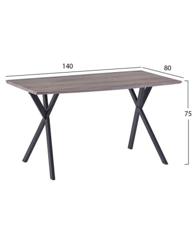 ΣΕΤ ΤΡΑΠΕΖΑΡΙΑΣ HM11181 5ΤΜΧ ΤΡΑΠΕΖΙ 140x80x75 cm MDF OLD BEECH & ΚΑΡΕΚΛΕΣ CLARA ΓΚΡΙ ΒΕΛΟΥΔΟ