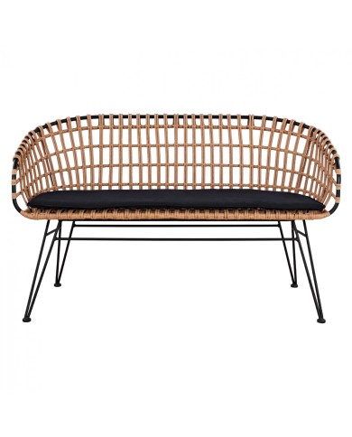 ΠΑΓΚΑΚΙ ΜΕΤΑΛΛΙΚΟ ALLEGRA HM5692 ΜΕ WICKER ΜΑΥΡΟ-ΜΠΕΖ 124x57x77Υ εκ.