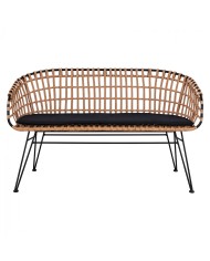 ΠΑΓΚΑΚΙ ΜΕΤΑΛΛΙΚΟ ALLEGRA HM5692 ΜΕ WICKER ΜΑΥΡΟ-ΜΠΕΖ 124x57x77Υ εκ.