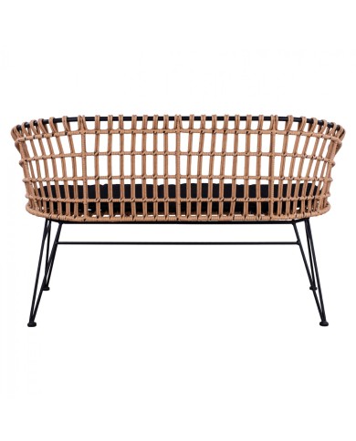 ΠΑΓΚΑΚΙ ΜΕΤΑΛΛΙΚΟ ALLEGRA HM5692 ΜΕ WICKER ΜΑΥΡΟ-ΜΠΕΖ 124x57x77Υ εκ.