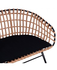 ΠΑΓΚΑΚΙ ΜΕΤΑΛΛΙΚΟ ALLEGRA HM5692 ΜΕ WICKER ΜΑΥΡΟ-ΜΠΕΖ 124x57x77Υ εκ.