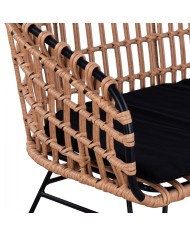 ΠΑΓΚΑΚΙ ΜΕΤΑΛΛΙΚΟ ALLEGRA HM5692 ΜΕ WICKER ΜΑΥΡΟ-ΜΠΕΖ 124x57x77Υ εκ.
