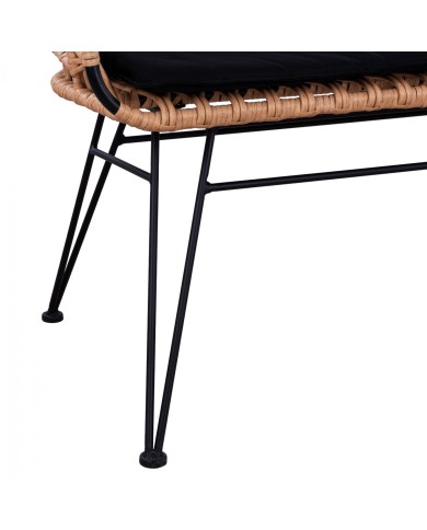 ΠΑΓΚΑΚΙ ΜΕΤΑΛΛΙΚΟ ALLEGRA HM5692 ΜΕ WICKER ΜΑΥΡΟ-ΜΠΕΖ 124x57x77Υ εκ.
