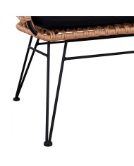 ΠΑΓΚΑΚΙ ΜΕΤΑΛΛΙΚΟ ALLEGRA HM5692 ΜΕ WICKER ΜΑΥΡΟ-ΜΠΕΖ 124x57x77Υ εκ.