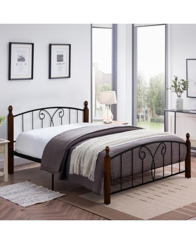 ΚΡΕΒΑΤΙ ΔΙΠΛΟ SUZIE HM585 ΓΙΑ ΣΤΡΩΜΑ 150x200 εκ. ΜΕΤΑΛΛΟ ΞΥΛΟ