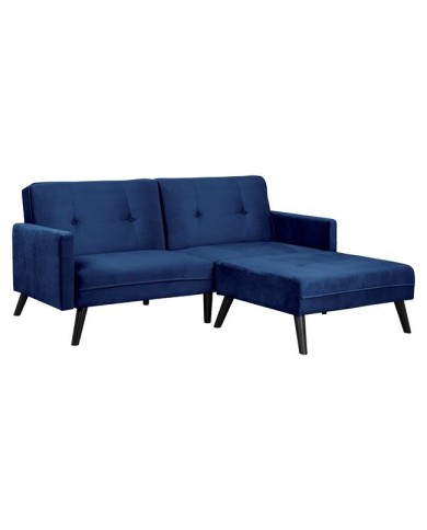 ΚΑΝΑΠΕΣ ΓΩΝΙΑ ΚΡΕΒΑΤΙ LIVIA HM3151.08 ΜΠΛΕ ΒΕΛΟΥΔΟ ΜΕ ΥΠΟΠΟΔΙΟ 211X158X83Y εκ.