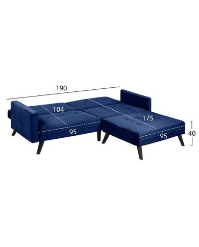 ΚΑΝΑΠΕΣ ΓΩΝΙΑ ΚΡΕΒΑΤΙ LIVIA HM3151.08 ΜΠΛΕ ΒΕΛΟΥΔΟ ΜΕ ΥΠΟΠΟΔΙΟ 211X158X83Y εκ.