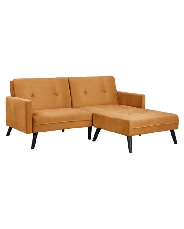 ΚΑΝΑΠΕΣ ΓΩΝΙΑ ΚΡΕΒΑΤΙ LIVIA HM3151.09 ΧΡΥΣΟ ΒΕΛΟΥΔΟ ΜΕ ΥΠΟΠΟΔΙΟ 211X158X83Y εκ.