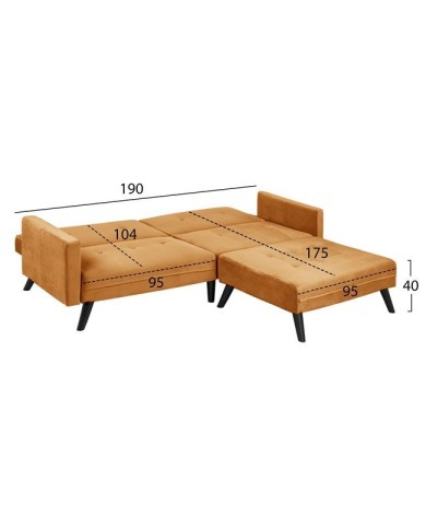 ΚΑΝΑΠΕΣ ΓΩΝΙΑ ΚΡΕΒΑΤΙ LIVIA HM3151.09 ΧΡΥΣΟ ΒΕΛΟΥΔΟ ΜΕ ΥΠΟΠΟΔΙΟ 211X158X83Y εκ.