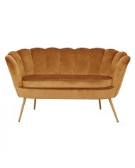 ΚΑΝΑΠΕΣ 2ΘΕΣΙΟΣ COQUILLE HM8627.09 ΑΠΟ ΧΡΥΣΟ ΒΕΛΟΥΔΟ ΜΕ ΧΡΥΣΑ ΠΟΔΙΑ 130x77x83Υ εκ.
