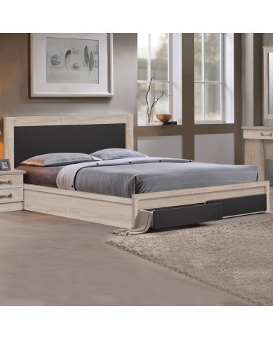 ΚΡΕΒΑΤΙ CAPRI HM312.04 ΜΕ 2 ΣΥΡΤΑΡΙΑ SONOMA-ΓΚΡΙ ΓΙΑ ΣΤΡΩΜΑ 150x200εκ.