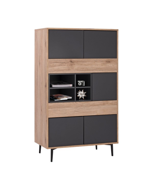 ΒΙΒΛΙΟΘΗΚΗ MARGARIT HM8678 ΓΚΡΙ ΜΕ ΦΥΣΙΚΟ 78x39x130Υ εκ.
