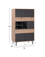 ΒΙΒΛΙΟΘΗΚΗ MARGARIT HM8678 ΓΚΡΙ ΜΕ ΦΥΣΙΚΟ 78x39x130Υ εκ.