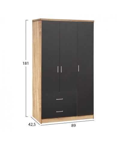 ΝΤΟΥΛΑΠΑ 3ΦΥΛΛΗ ME 2 ΣΥΡΤΑΡΙΑ CAESAR HM340.04 SONAMA ΜΕ ΓΚΡΙ 89x42,5Χ181εκ.