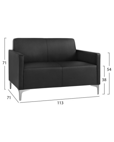 ΚΑΝΑΠΕΣ 2ΘΕΣΙΟΣ NELLIE HM3159.21 ΜΕ ΜΑΥΡΟ PU 113x71x71Υ εκ.
