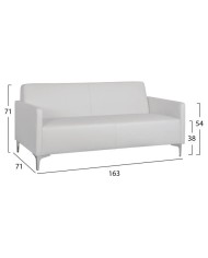 ΚΑΝΑΠΕΣ 3ΘΕΣΙΟΣ NELLIE HM3159.32 ΜΕ ΛΕΥΚΟ PU 163x71x71Υ εκ.