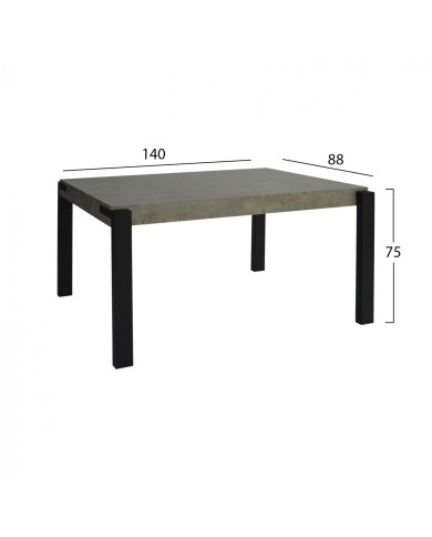 ΣΕΤ 5TMX ΤΡΑΠΕΖΙ MDF CEMENT 140x88 ΜΕ ΚΑΡΕΚΛΕΣ ΜΕΤΑΛΛΙΚΕΣ CELESTE HM11254