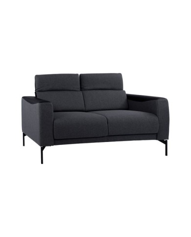 ΚΑΝΑΠΕΣ 2ΘΕΣΙΟΣ TRICIA HM3160.21 ΜΕ ΥΦΑΣΜΑ ΣΚΟΥΡΟ ΓΚΡΙ & ΜΑΥΡΟ PU 150x85x73-88 εκ.