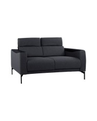 ΚΑΝΑΠΕΣ 2ΘΕΣΙΟΣ TRICIA HM3160.21 ΜΕ ΥΦΑΣΜΑ ΣΚΟΥΡΟ ΓΚΡΙ & ΜΑΥΡΟ PU 150x85x73-88 εκ.