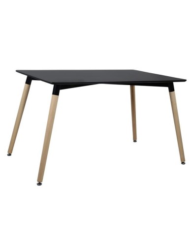 ΤΡΑΠΕΖΙ HM8697.02 MINIMAL, μαύρο MDF, ξύλινα πόδια οξιά, 160Χ90X74Υεκ.