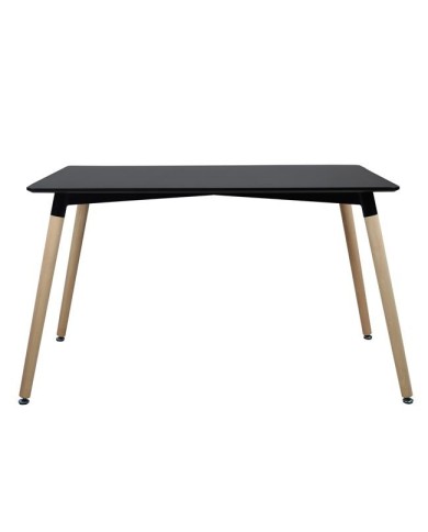 ΤΡΑΠΕΖΙ HM8697.02 MINIMAL, μαύρο MDF, ξύλινα πόδια οξιά, 160Χ90X74Υεκ.
